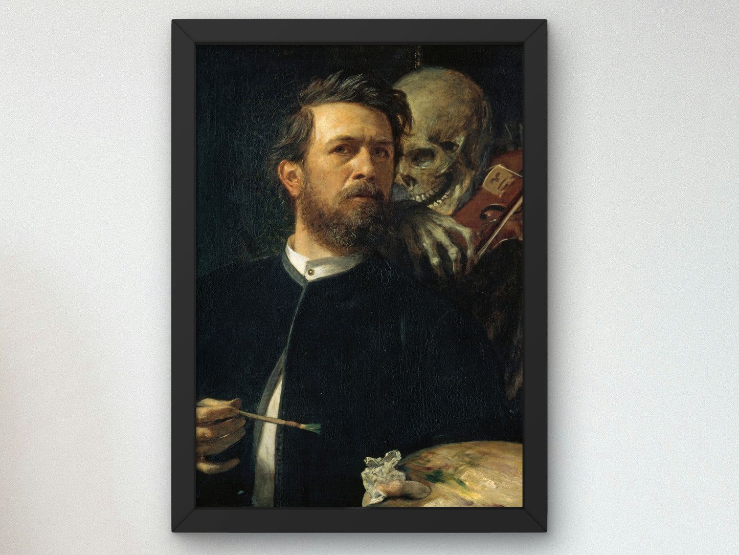 Self Portrait with Fiddling Death by Arnold Böcklin 1872, Wall Art Print, Fine Art Reproduction, Museum Quality Decor, Poster