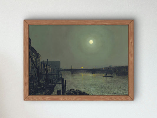 Southwark Bridge from Blackfriars by John Atkinson Grimshaw 1882, Wall Art Print, Fine Art Reproduction, Museum Quality Decor, Poster