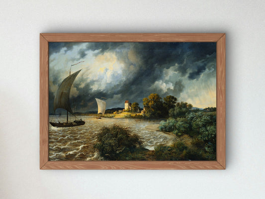 Gewittersturm in der Gegend des Dorfes Kaditz by Ernst Ferdinand Oehme 1827, Wall Art Print, Fine Art Reproduction, Museum Quality Decor