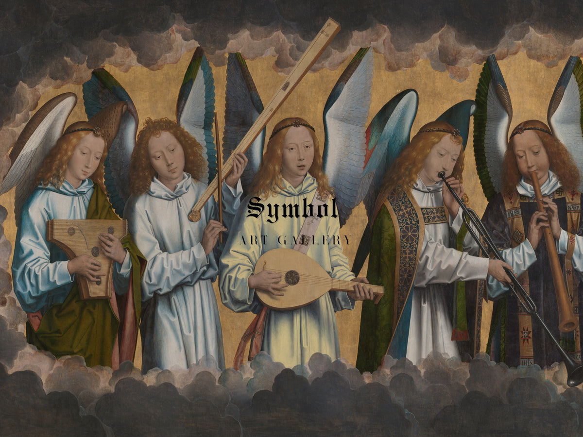 Music Making Angels by Hans Memling 1483, Wall Art Print, Fine Art Reproduction, Museum Quality Decor, Poster