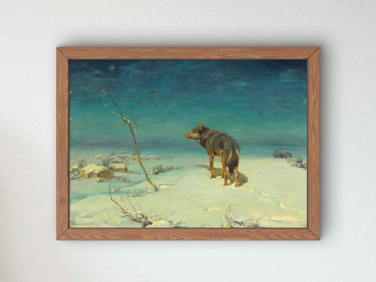The Lone Wolf by Alfred von Wierusz Kowalski, Wall Art Print, Fine Art Reproduction, Museum Quality Decor, Poster