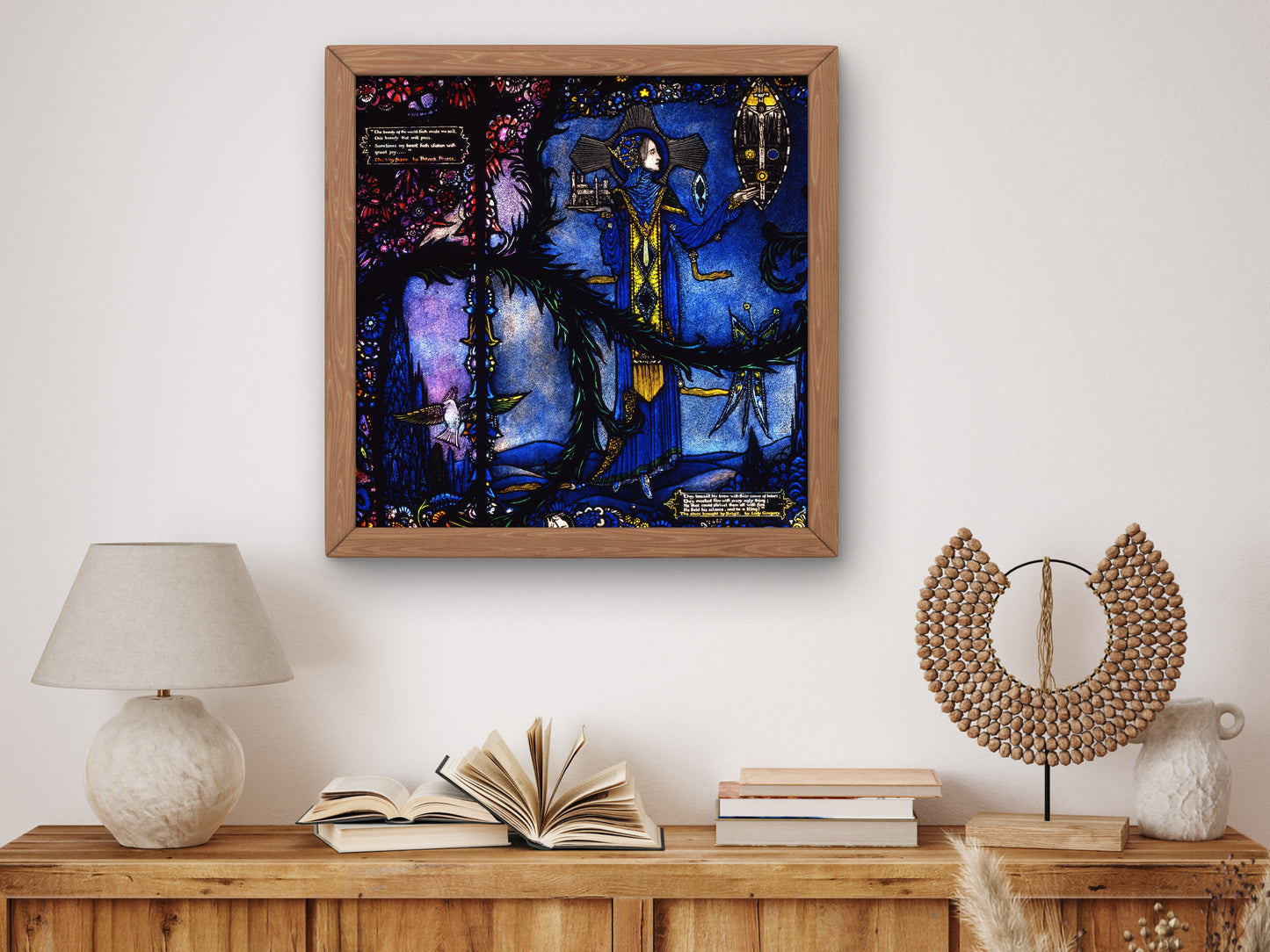 The Wayfarer and The Story Brought By Brigit by Harry Clarke 1926, Wall Art Print, Fine Art Reproduction, Museum Quality Decor, Poster