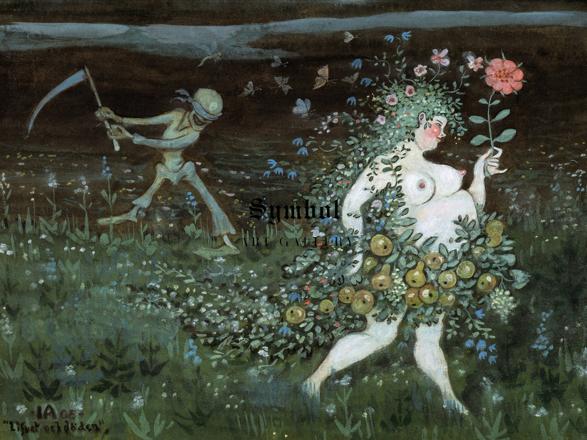 Life and Death by Ivar Arosenius 1905, Wall Art Print, Fine Art Reproduction, Museum Quality Decor, Poster