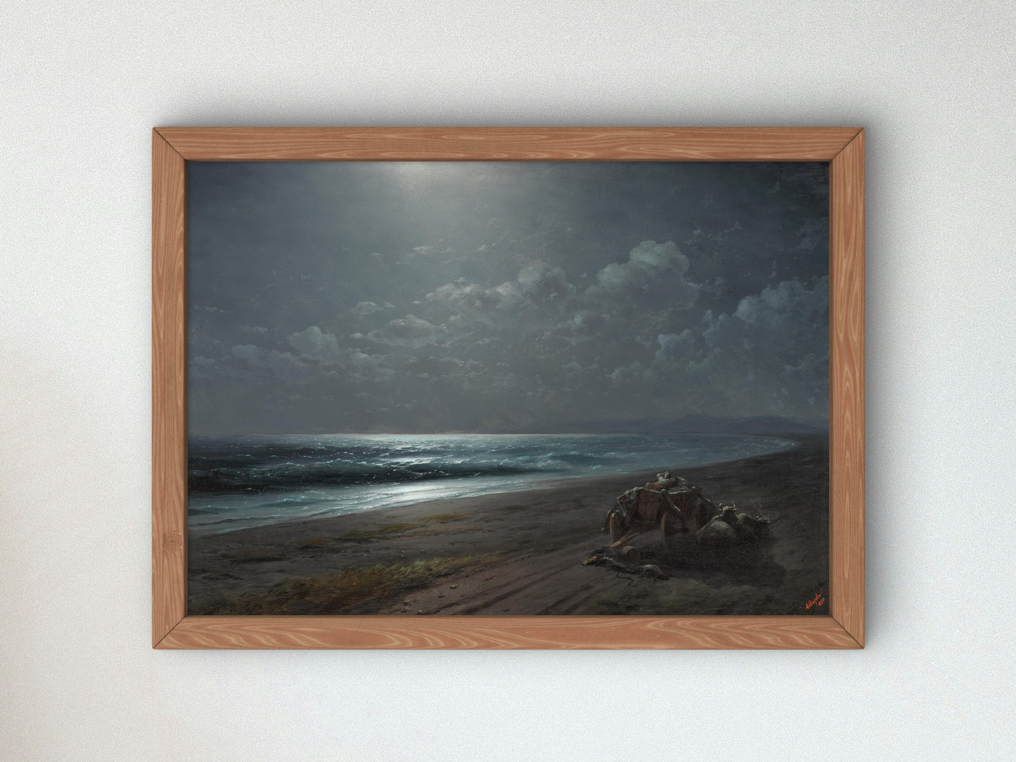 Rest By the Sea on a Moonlit Night by Ivan Konstantinovich Aivazovsky 1880, Wall Art Print, Fine Art Reproduction, Museum Quality Decor