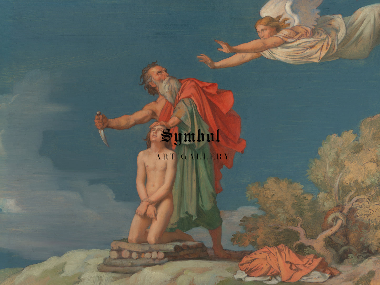 Sacrifice of Isaac by Jean Hippolyte Flandrin 1860, Wall Art Print, Fine Art Reproduction, Museum Quality Decor, Poster