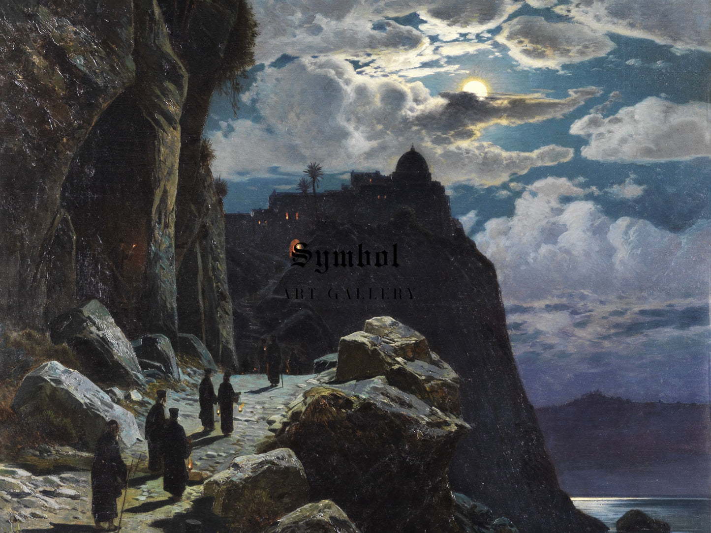 Monks Procession to Mount Athos by Hermann David Salomon Corrodi, Wall Art Print, Fine Art Reproduction, Museum Quality Decor, Poster