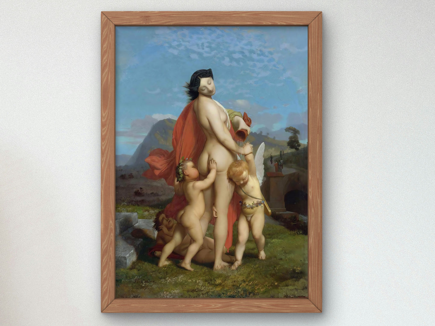 A Young Nymph Teased by Putti by Jean Léon Gérôme 1851, Wall Art Print, Fine Art Reproduction, Museum Quality Decor, Poster