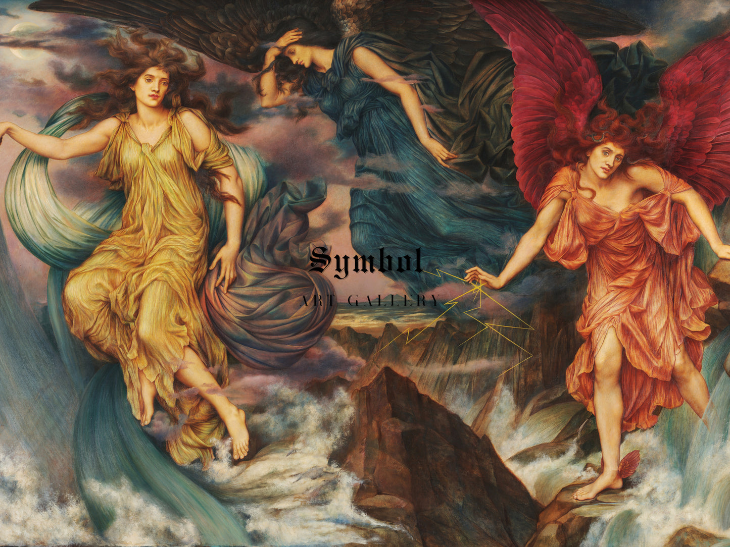 The Storm Spirits by Evelyn De Morgan 1900, Wall Art Print, Fine Art Reproduction, Museum Quality Decor, Poster