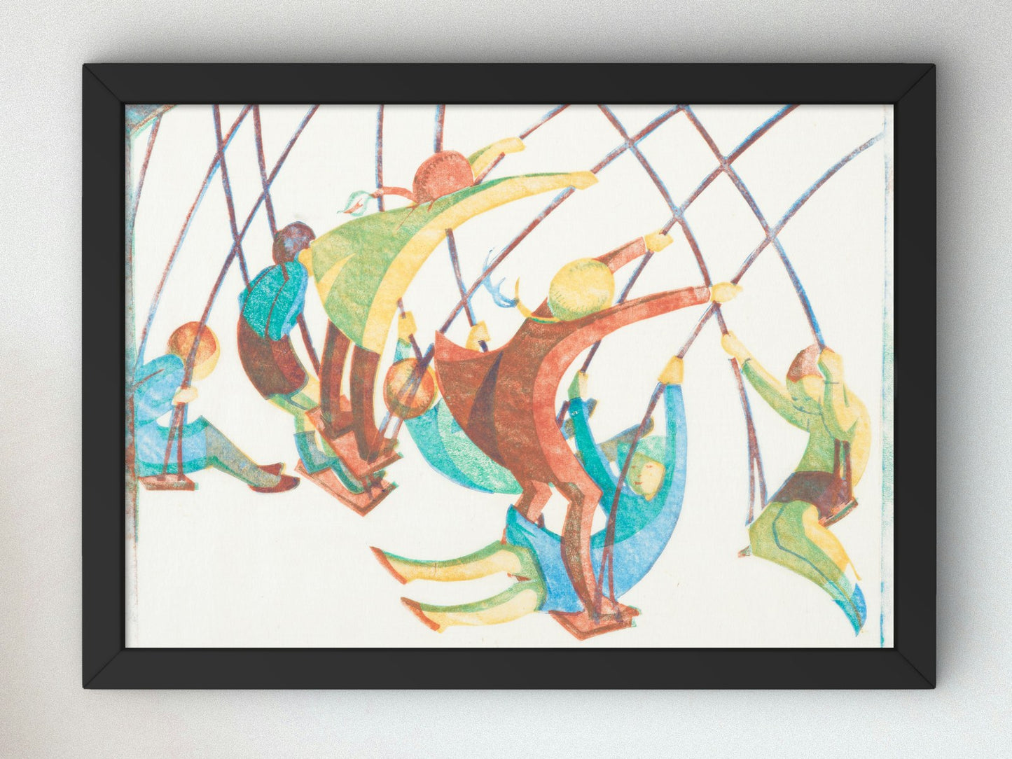 Swings by Ethel Spowers 1932, Wall Art Print, Fine Art Reproduction, Museum Quality Decor, Poster