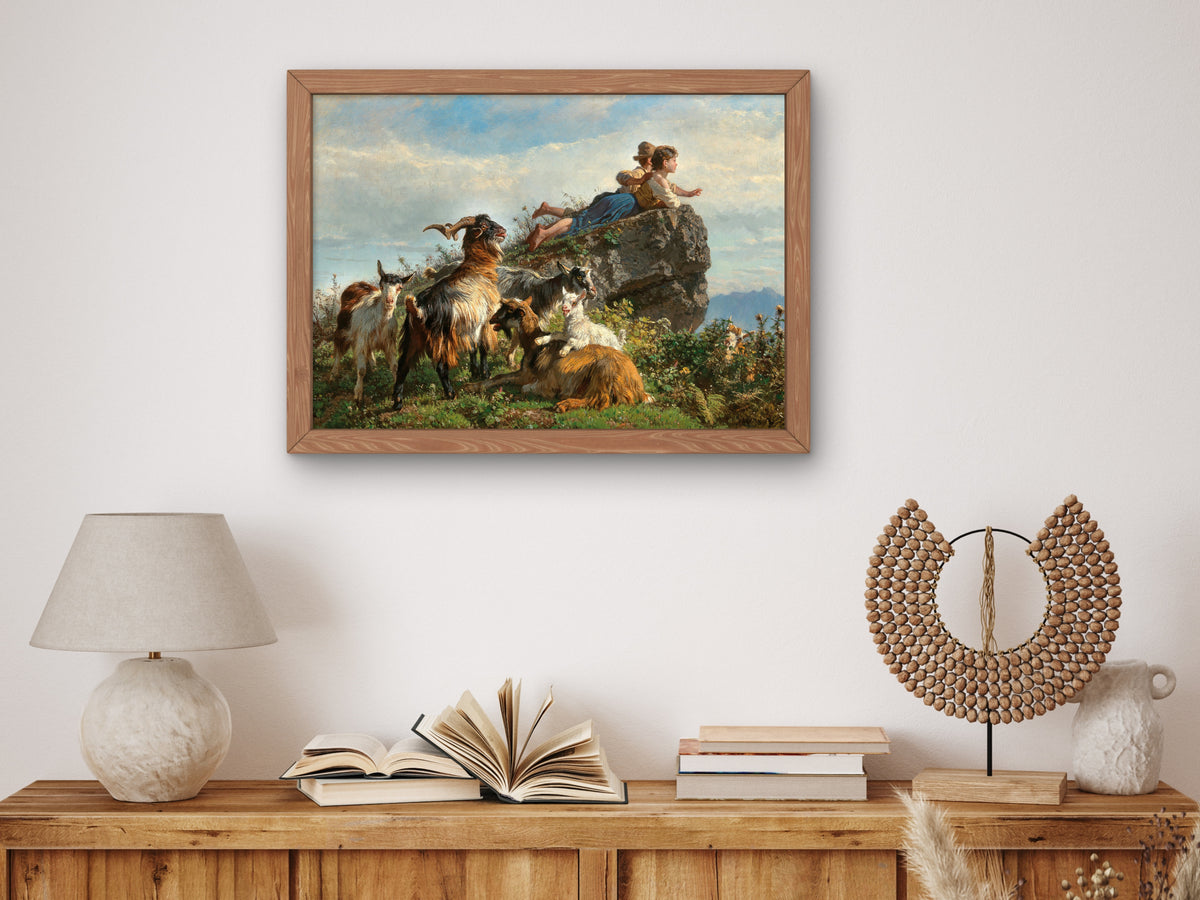The Little Goatherds by Filippo Palizzi 1871, Wall Art Print, Fine Art Reproduction, Museum Quality Decor, Poster