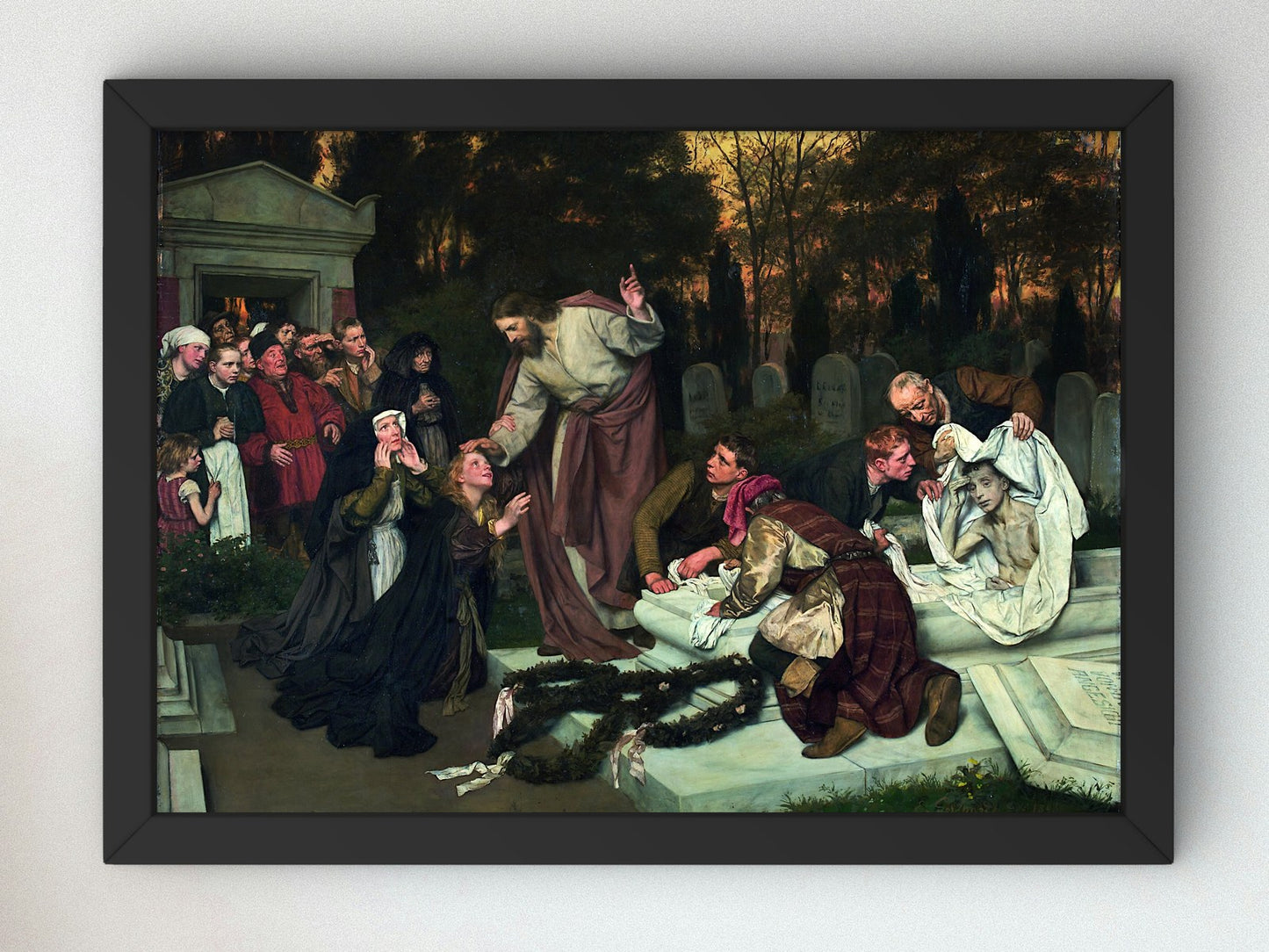 The Raising of Lazarus by Eduard Gebhardt 1896, Wall Art Print, Fine Art Reproduction, Museum Quality Decor, Poster