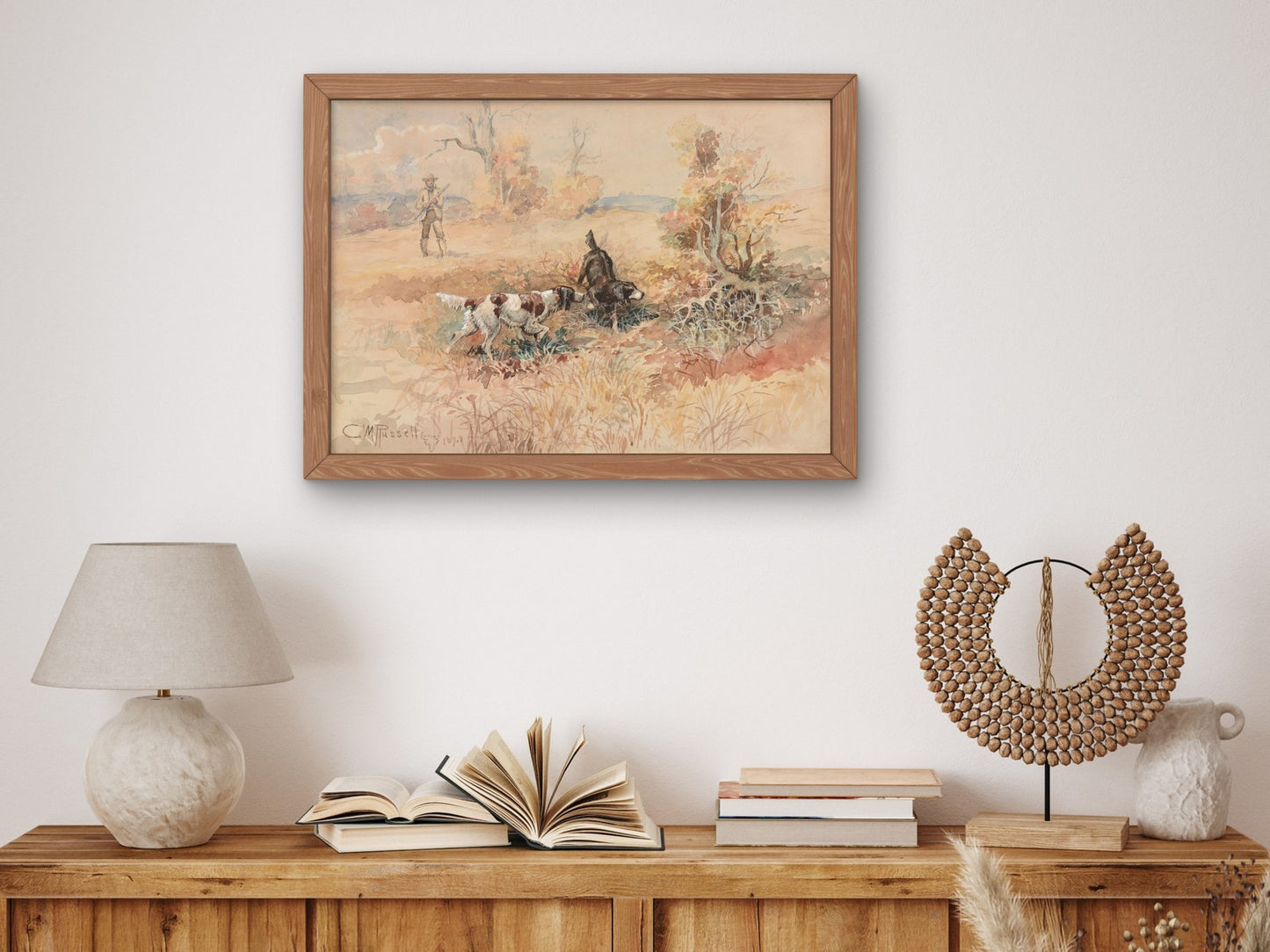 Huntsman and Dogs by Charles Marion Russell 1898, Wall Art Print, Fine Art Reproduction, Museum Quality Decor, Poster