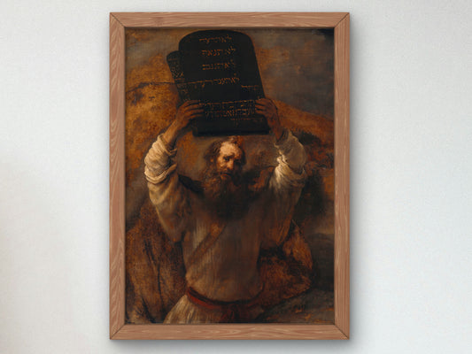 Moses Smashing the Tablets of the Law by Rembrandt van Rijn 1659, Wall Art Print, Fine Art Reproduction, Museum Quality Decor, Poster