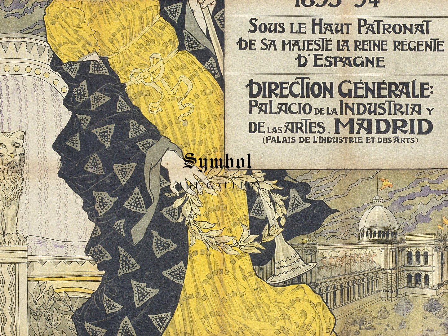Exposition Internationale de Madrid by Eugène Grasset 1893, Wall Art Print, Fine Art Reproduction, Museum Quality Decor, Poster