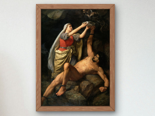 Loki and Sigyn by Mårten Eskil Winge 1863, Wall Art Print, Fine Art Reproduction, Museum Quality Decor, Poster