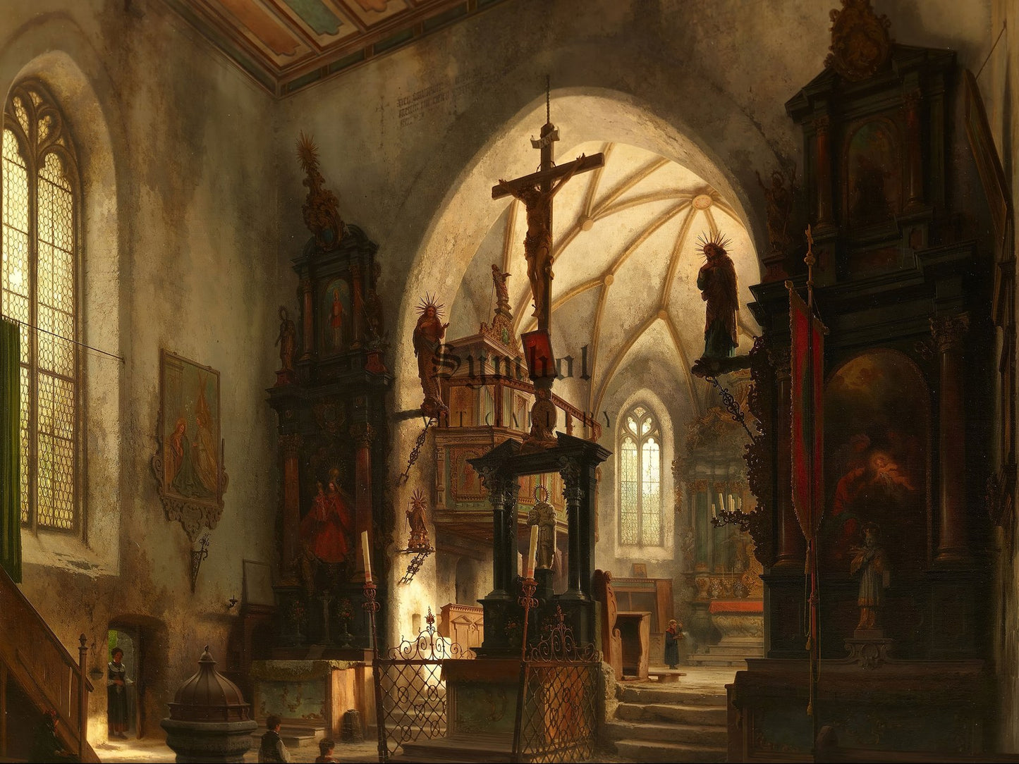 Inside of a Church by Carl Georg Anton Graeb 1868, Wall Art Print, Fine Art Reproduction, Museum Quality Decor, Poster