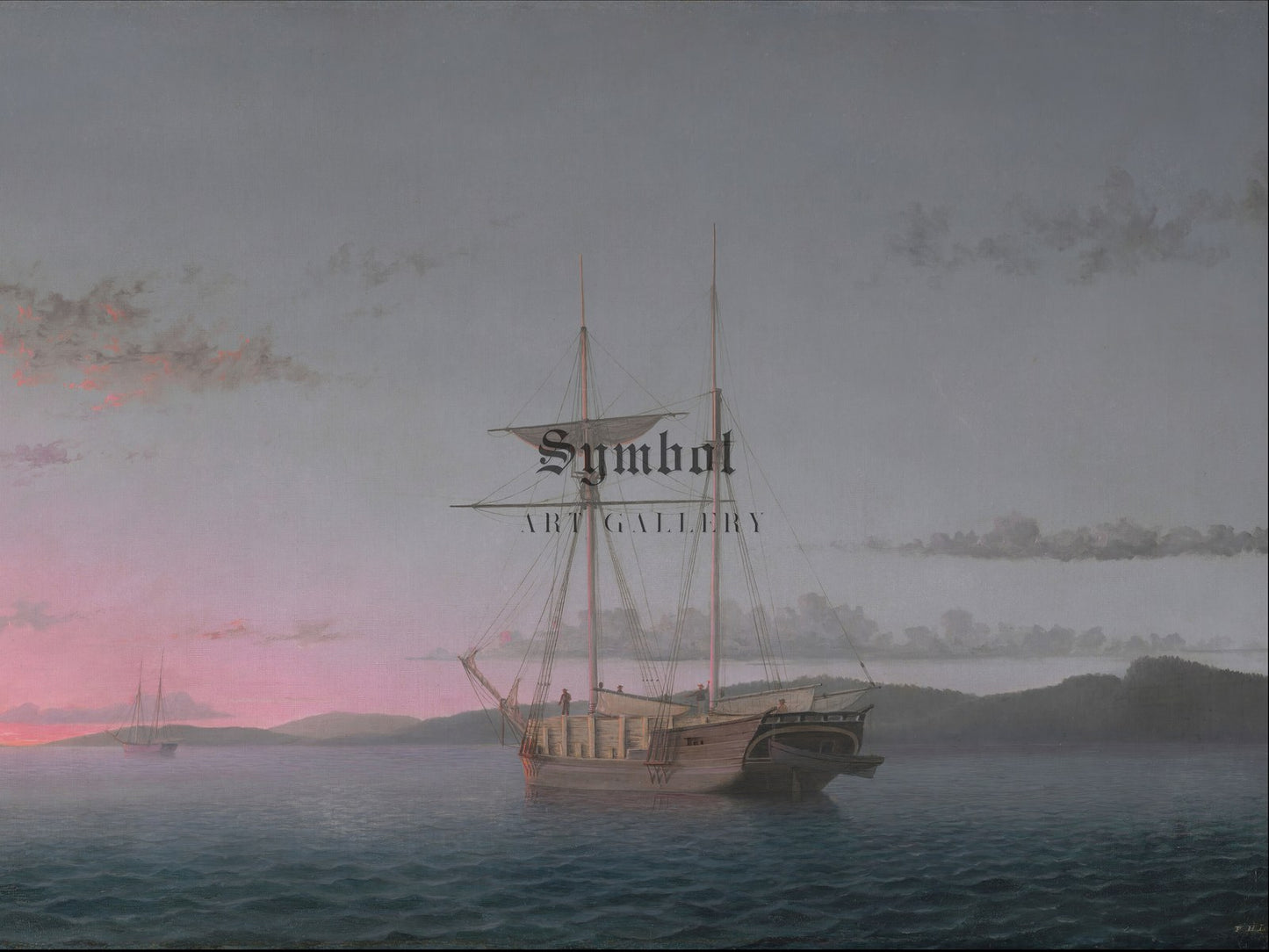 Lumber Schooners at Evening on Penobscot Bay by Fitz Henry Lane 1863, Wall Art Print, Fine Art Reproduction, Museum Quality Decor, Poster