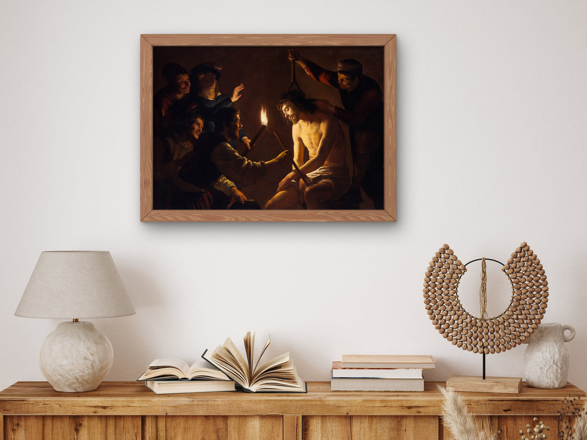 The Mocking of Christ by Gerard van Honthorst 1617, Wall Art Print, Fine Art Reproduction, Museum Quality Decor, Poster