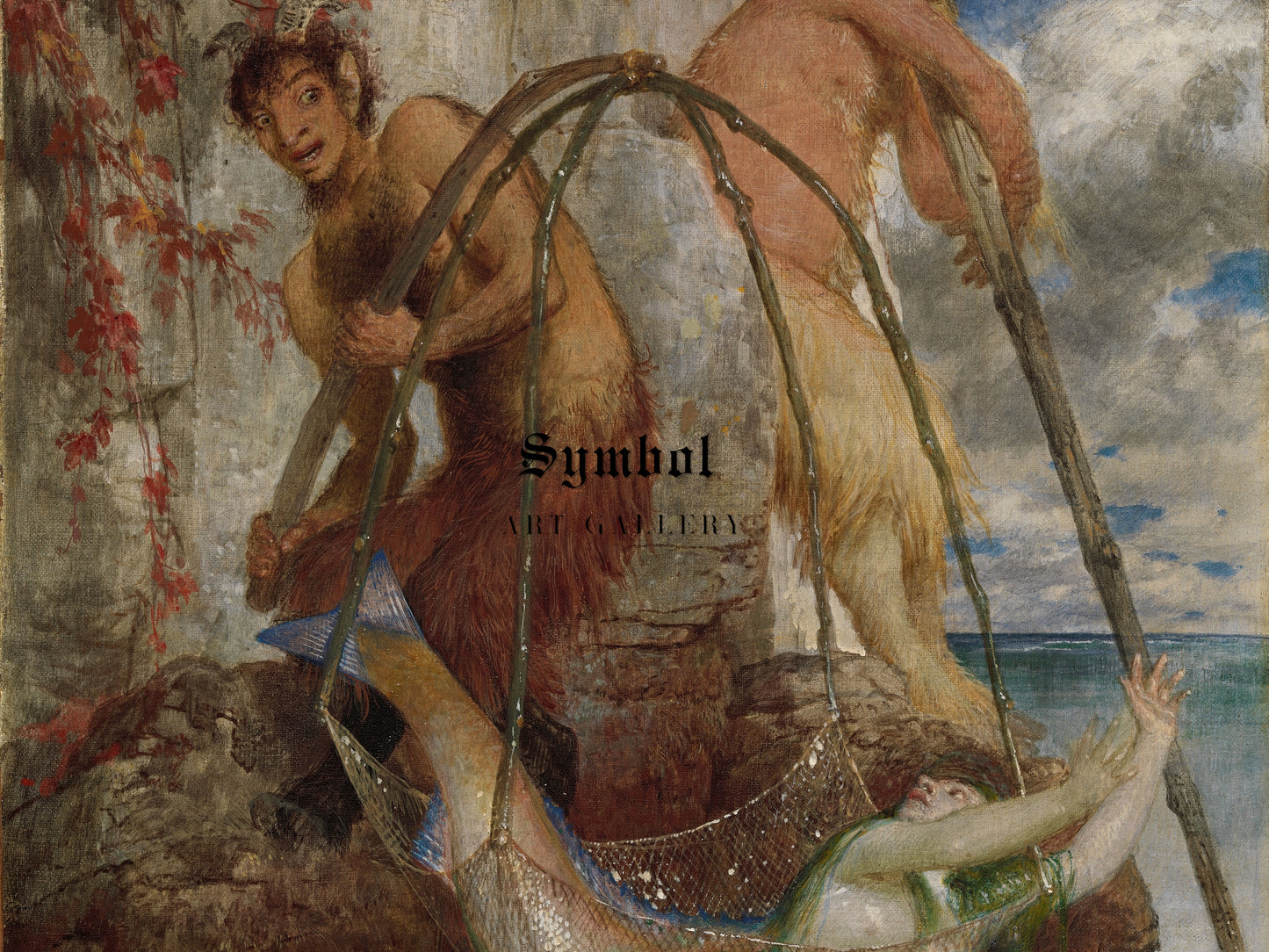 Two Fishing Pans by Arnold Böcklin 1874, Wall Art Print, Fine Art Reproduction, Museum Quality Decor, Poster