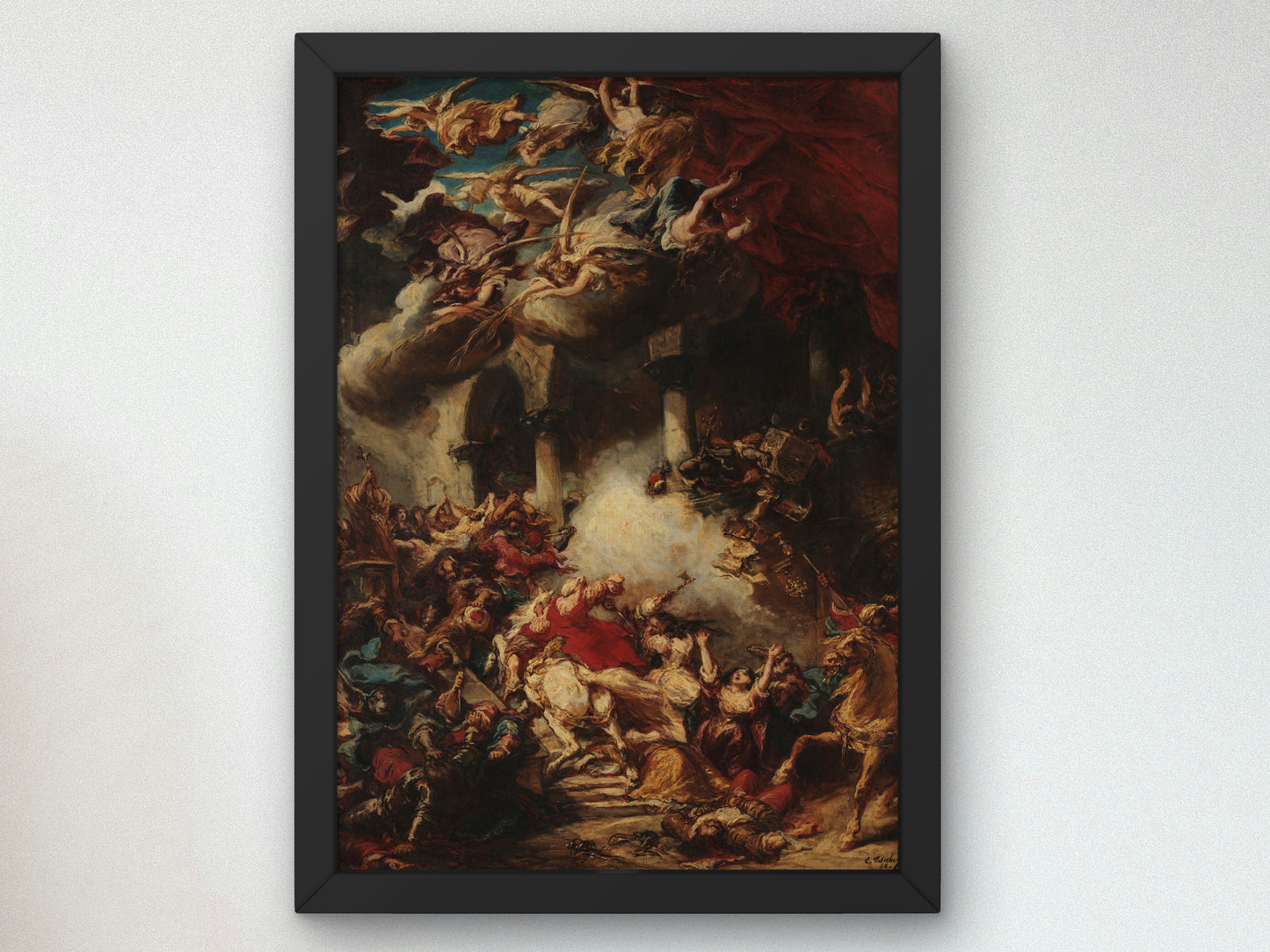 Moors Assaulting a Church by Eugène Isabey 1858, Wall Art Print, Fine Art Reproduction, Museum Quality Decor, Poster
