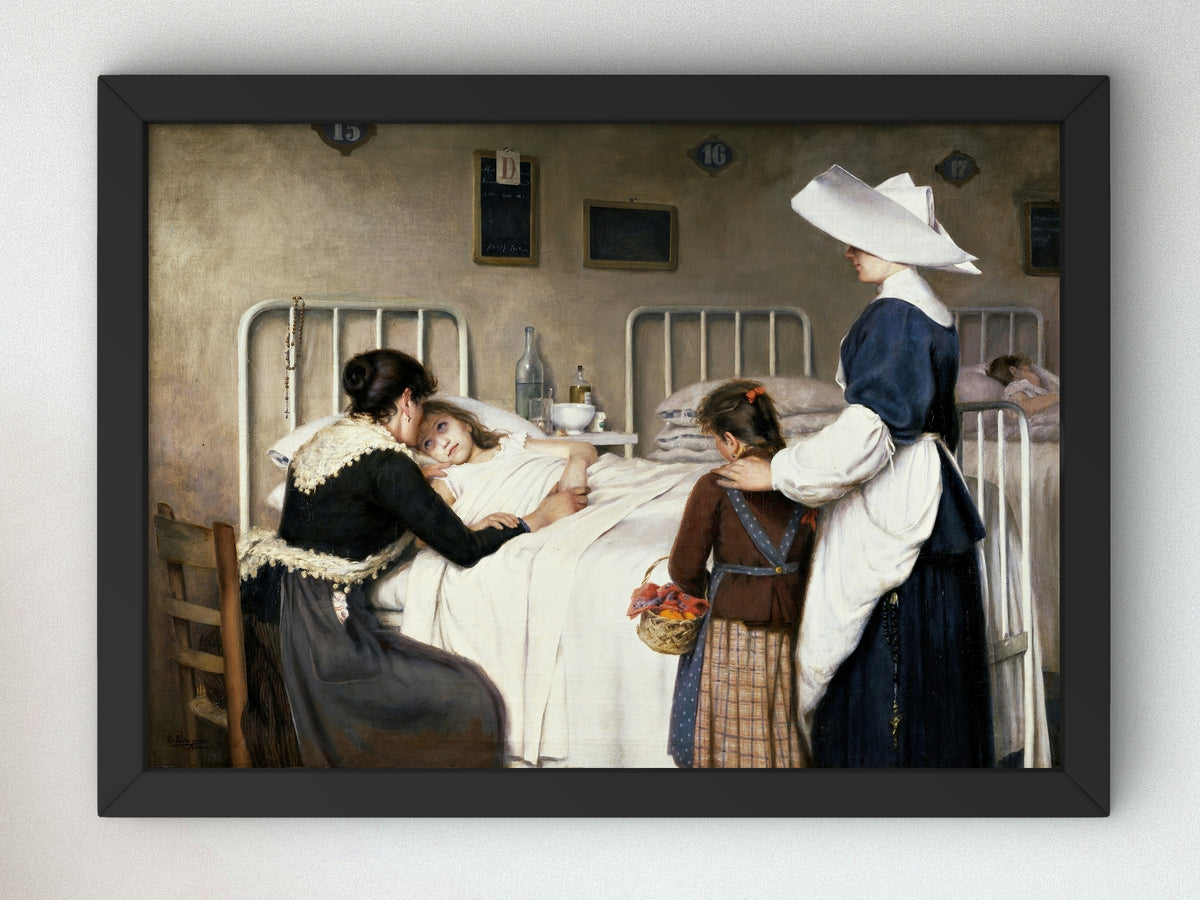 The Mother's Visit to the Hospital by Enrique Paternina García Cid 1892, Wall Art Print, Fine Art Reproduction, Museum Quality Decor, Poster
