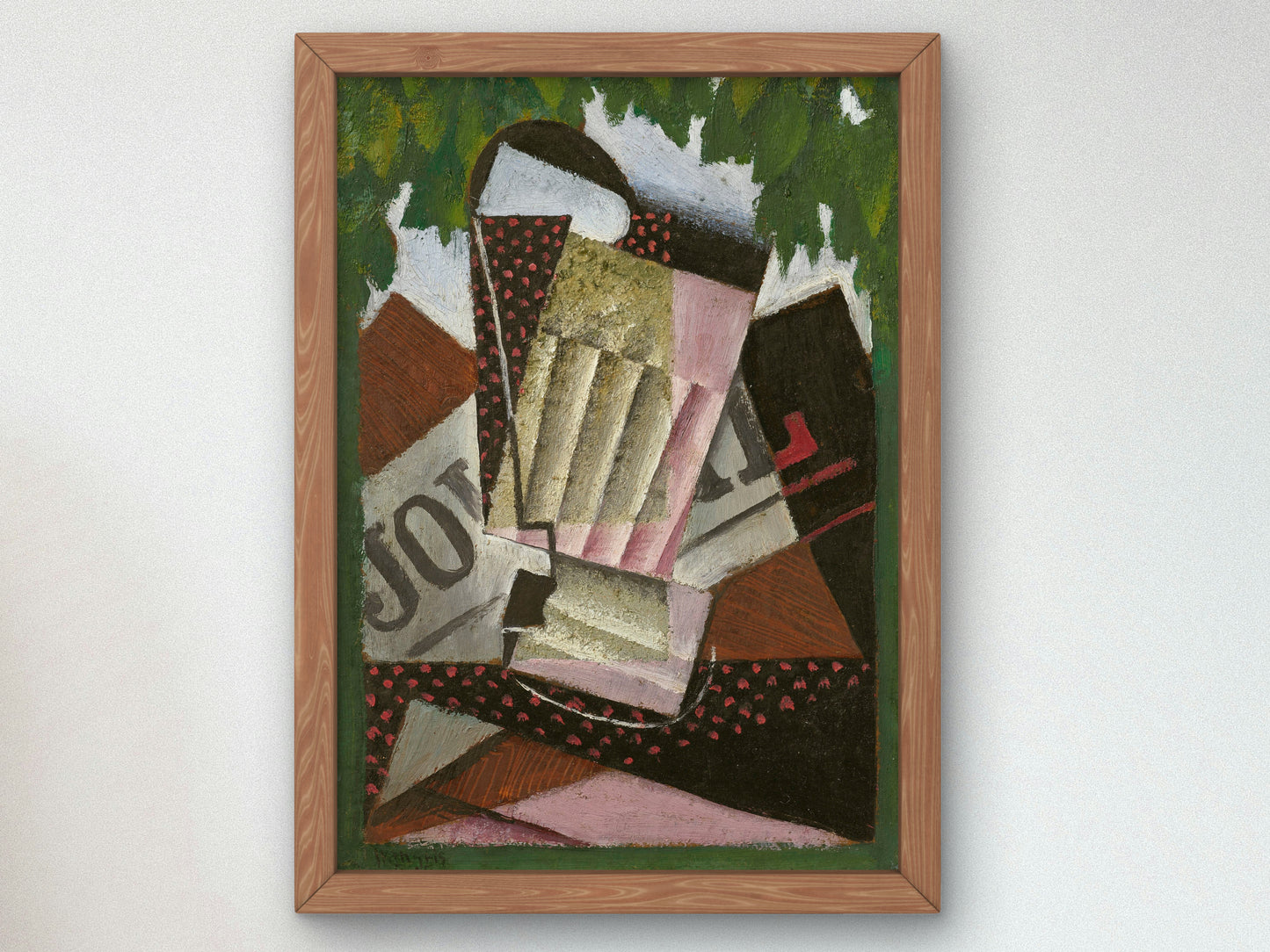 Glass, Newspaper and Foliage by Juan Gris 1915, Wall Art Print, Fine Art Reproduction, Museum Quality Decor, Poster