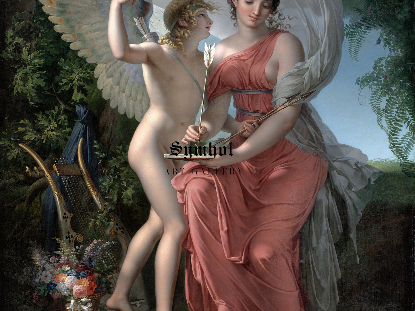 Erato, Muse of Lyrical Poetry by Charles Meynier 1800, Wall Art Print, Fine Art Reproduction, Museum Quality Decor, Poster