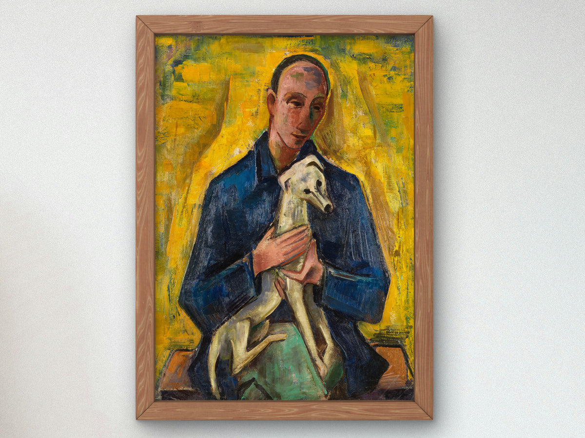 Man with Dog by Karl Hofer 1918, Wall Art Print, Fine Art Reproduction, Museum Quality Decor, Poster