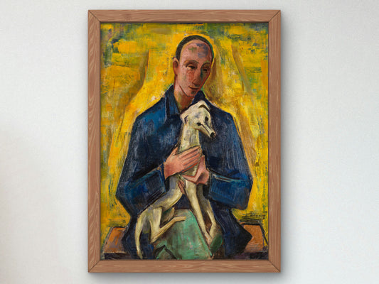 Man with Dog by Karl Hofer 1918, Wall Art Print, Fine Art Reproduction, Museum Quality Decor, Poster