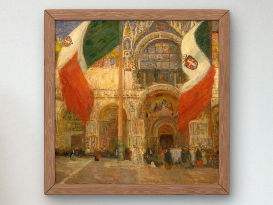 The Flags Saint Mark's Venice Fête Day by Eugène Lawrence Vail 1903, Wall Art Print, Fine Art Reproduction, Museum Quality Decor, Poster