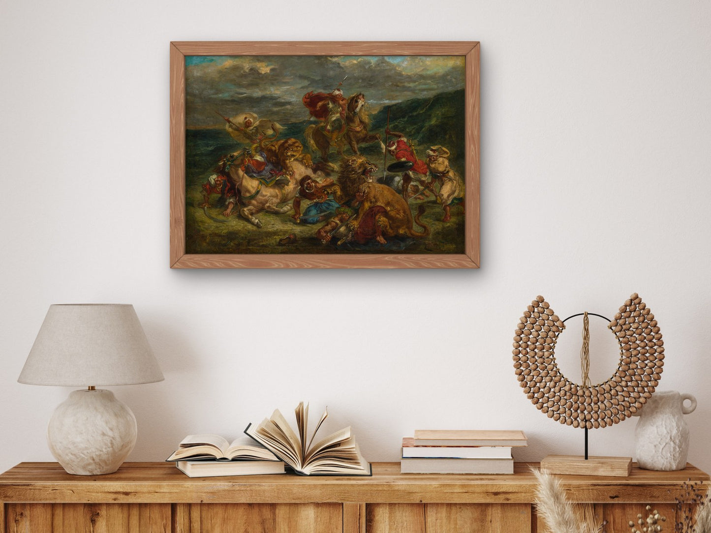 Lion Hunt by Eugène Delacroix 1860, Wall Art Print, Fine Art Reproduction, Museum Quality Decor, Poster