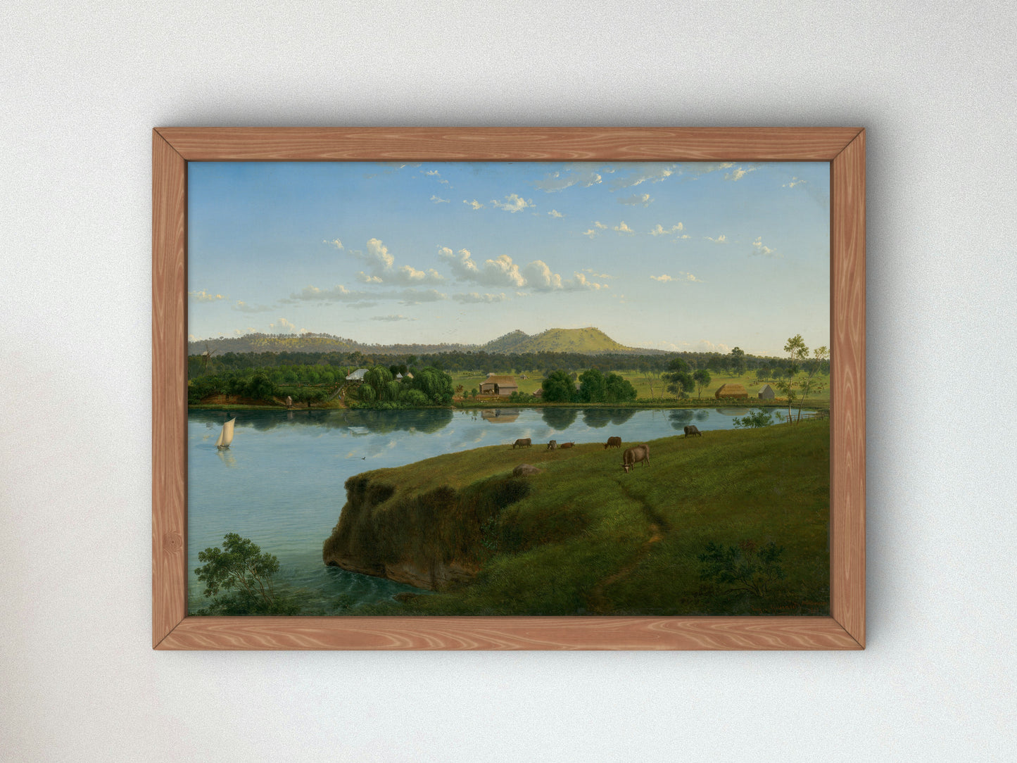 Purrumbete from across the lake by Eugene von Guérard 1858, Wall Art Print, Fine Art Reproduction, Museum Quality Decor, Poster