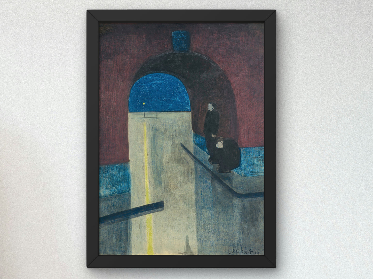 A Man and a Woman Sheltering under an Arch of the Drie Gapers by Léon Spilliaert 1910, Wall Art Print, Fine Art Reproduction, Museum Quality