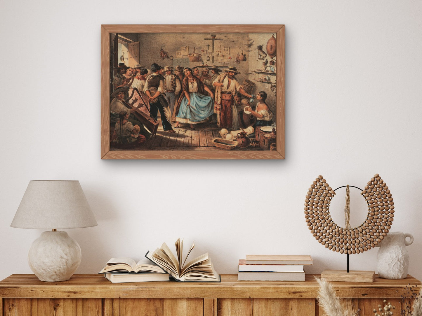 Trajes Mexicanos en Fandango by Casimiro Castro 1855, Wall Art Print, Fine Art Reproduction, Museum Quality Decor, Poster
