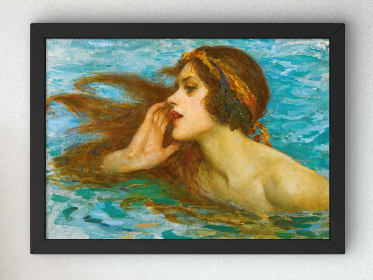 A Little Sea Maiden by William Henry Margetson, Wall Art Print, Fine Art Reproduction, Museum Quality Decor, Poster