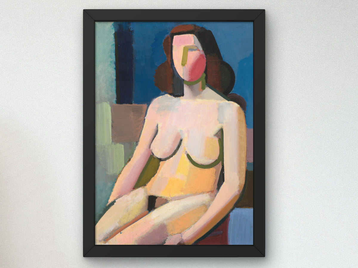 Seated Female Nude by Vilhelm Lundstrom 1940, Wall Art Print, Fine Art Reproduction, Museum Quality Decor, Poster