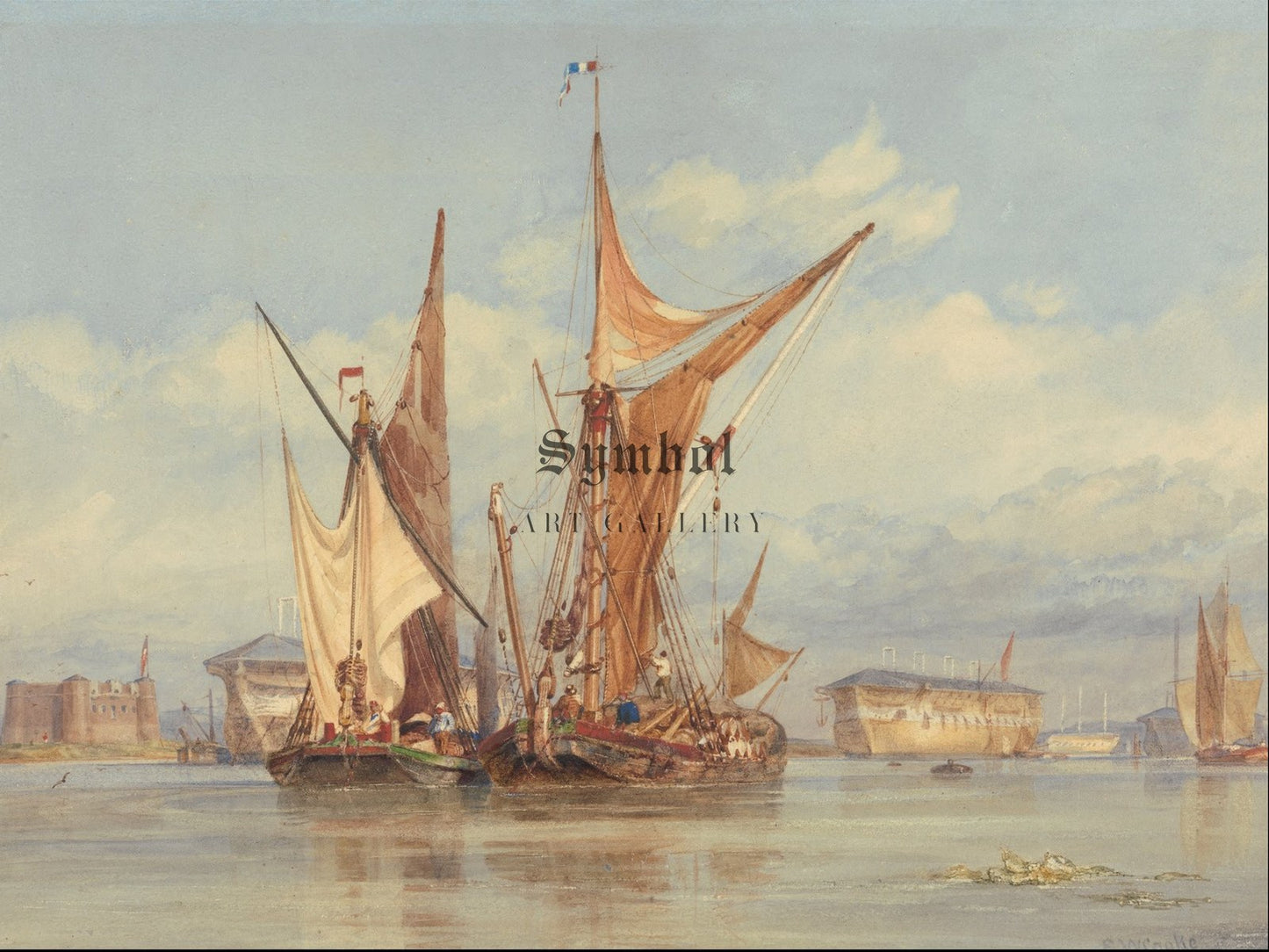 Bomb Proof Battery near Gillingham on the Medway by Edward William Cooke 1829, Wall Art Print, Fine Art Reproduction, Museum Quality Decor