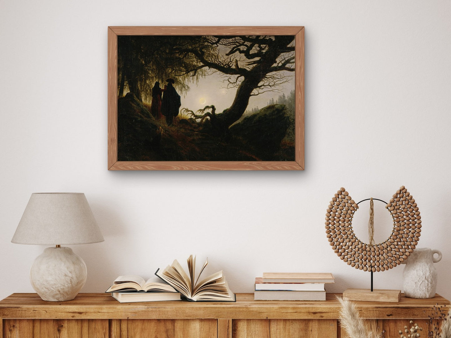 Man and Woman Contemplating the Moon by Caspar David Friedrich 1824, Wall Art Print, Fine Art Reproduction, Museum Quality Decor, Poster