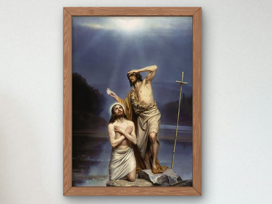 The Baptism of Christ by Carl Bloch 1875, Wall Art Print, Fine Art Reproduction, Museum Quality Decor, Poster