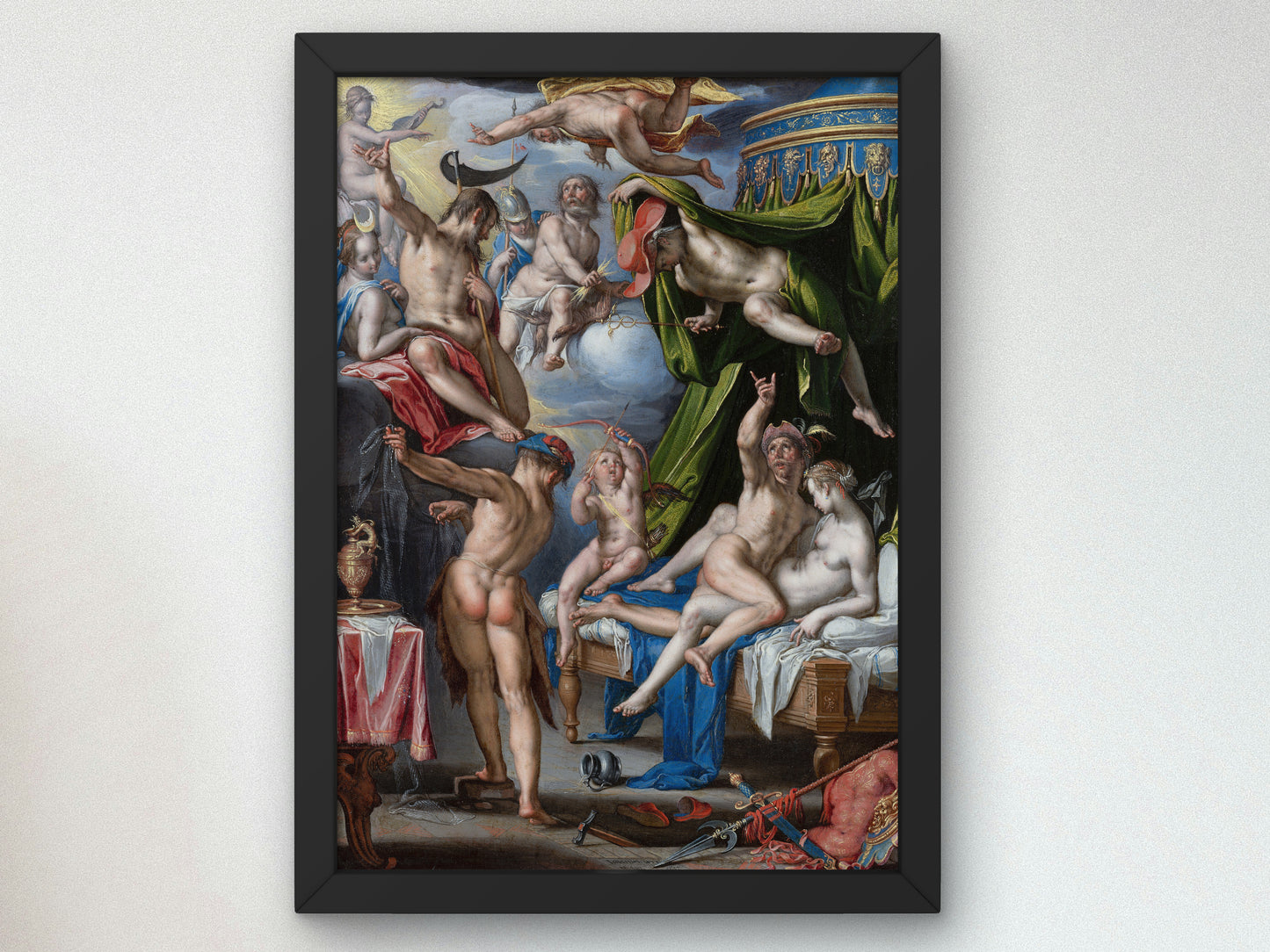 Mars and Venus Surprised by Vulcan by Joachim Wtewael 1601, Wall Art Print, Fine Art Reproduction, Museum Quality Decor, Poster