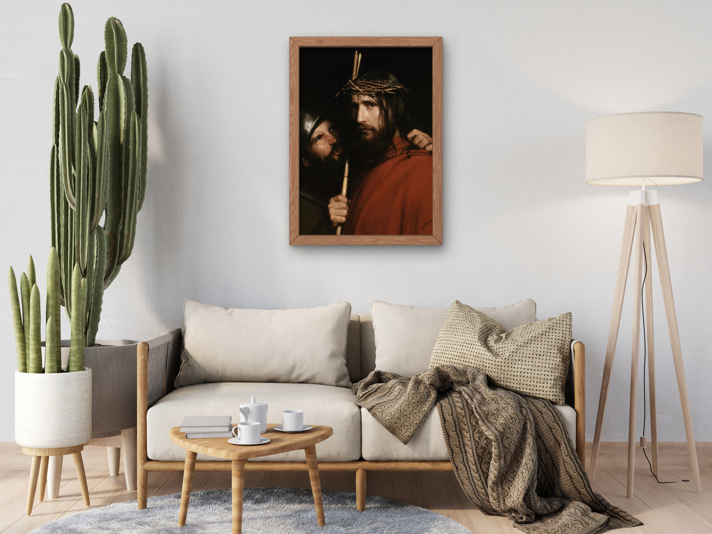Christ with Mocking Soldier by Carl Bloch 1873, Wall Art Print, Fine Art Reproduction, Museum Quality Decor, Poster