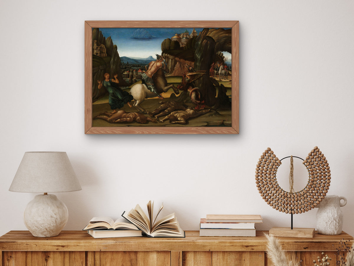 Saint George and the Dragon by Luca Signorelli 1495, Wall Art Print, Fine Art Reproduction, Museum Quality Decor, Poster