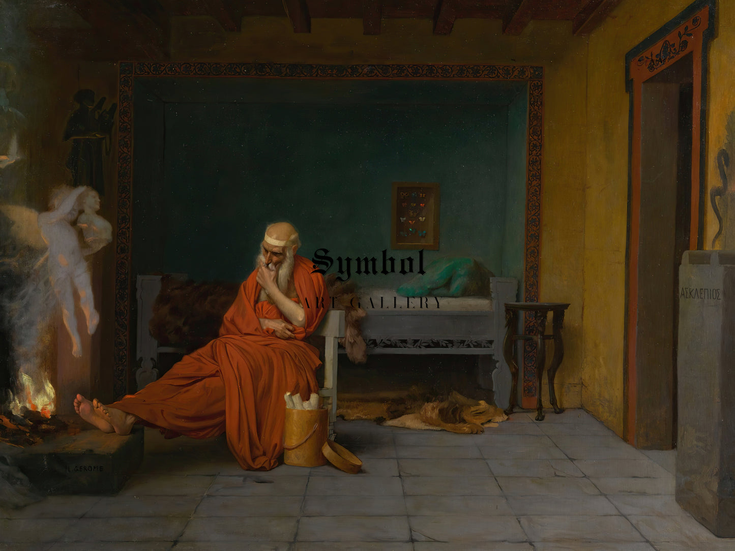 The Poet Dreams of Cupid By the Fire by Jean Léon Gérôme, Wall Art Print, Fine Art Reproduction, Museum Quality Decor, Poster