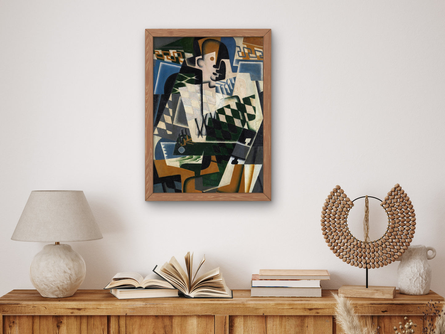 Harlequin with a Guitar by Juan Gris 1917, Wall Art Print, Fine Art Reproduction, Museum Quality Decor, Poster