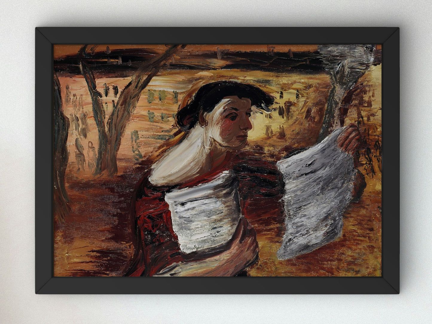 Woman with Leaflets by Aleksandrs Drevinš 1933, Wall Art Print, Fine Art Reproduction, Museum Quality Decor, Poster