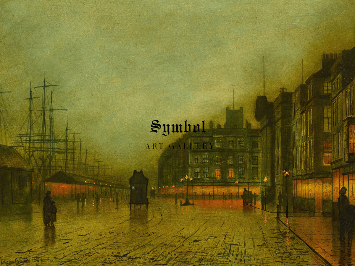 Liverpool Docks by John Atkinson Grimshaw 1892, Wall Art Print, Fine Art Reproduction, Museum Quality Decor, Poster