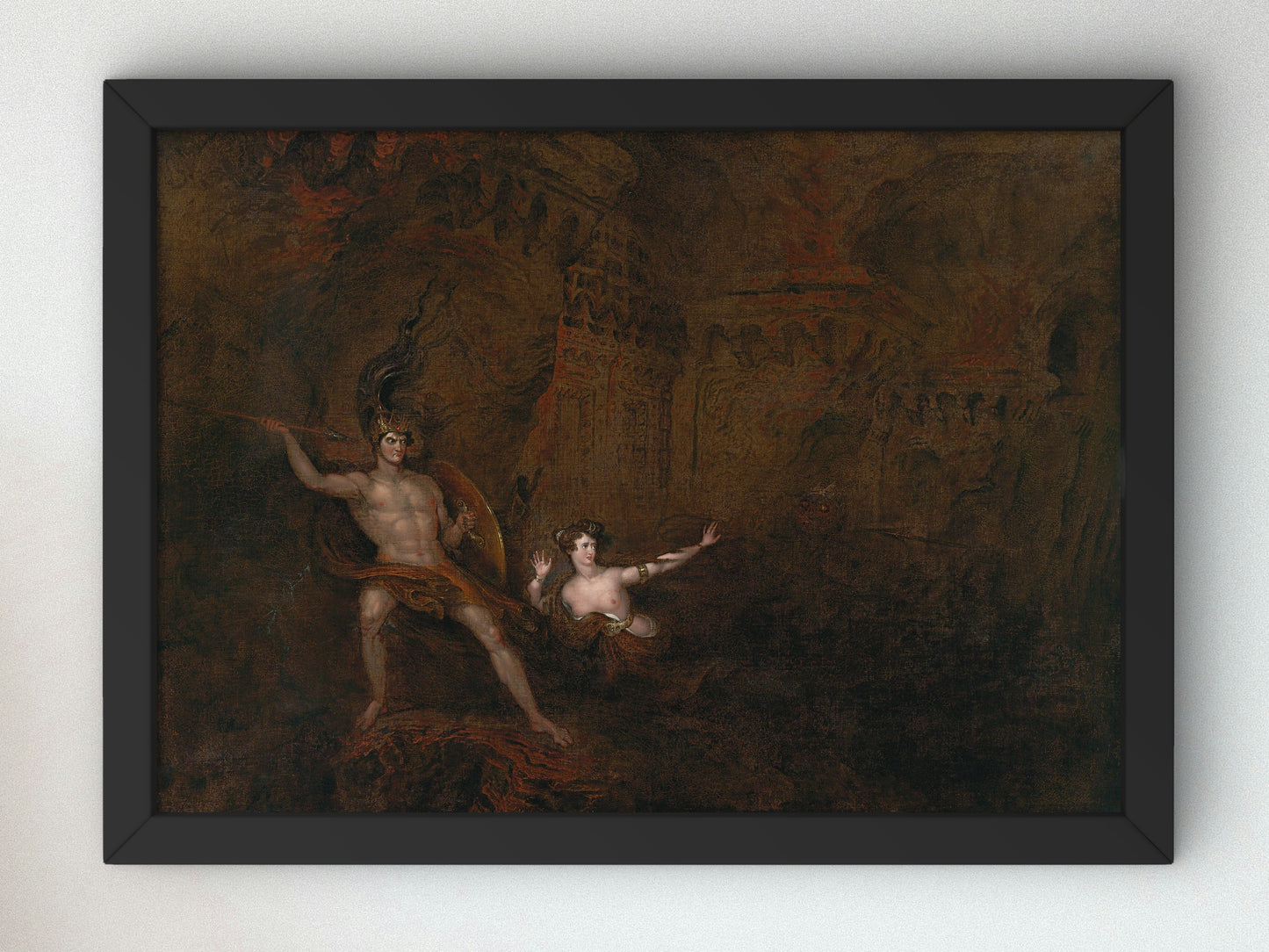 The Conflict Between Satan and Death by John Martin 1832, Wall Art Print, Fine Art Reproduction, Museum Quality Decor, Poster