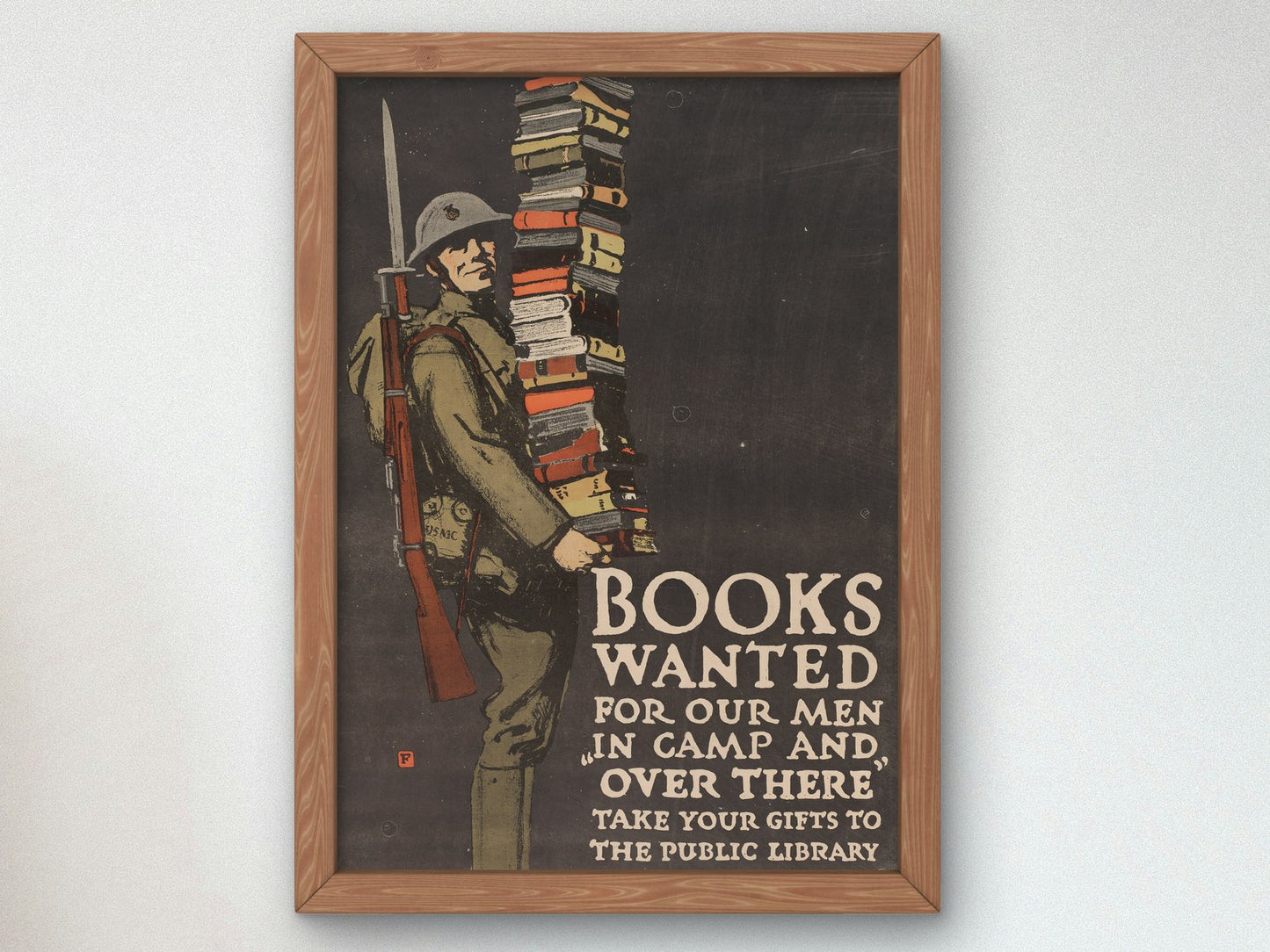 Books Wanted for Our Men in Camp and Over There by Charles Buckles Falls 1918, Wall Art Print, Fine Art Reproduction, Museum Quality Decor
