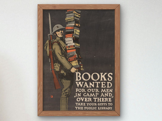 Books Wanted for Our Men in Camp and Over There by Charles Buckles Falls 1918, Wall Art Print, Fine Art Reproduction, Museum Quality Decor