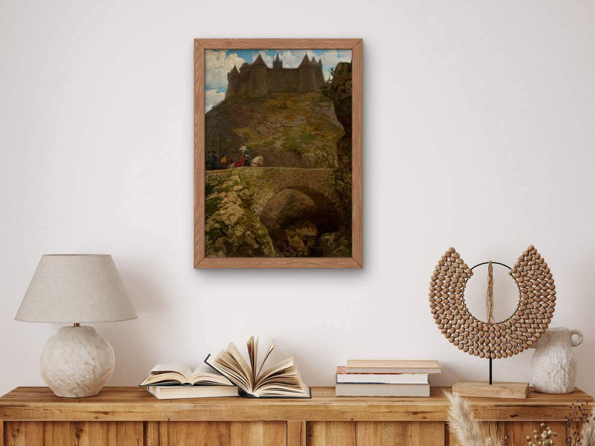 Landscape with a Castle and a Knight by Józef Rapacki 1928, Wall Art Print, Fine Art Reproduction, Museum Quality Decor, Poster